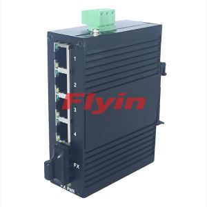 Industrial Fiber media converter with 4 RJ45 port + 1 Fiber ports