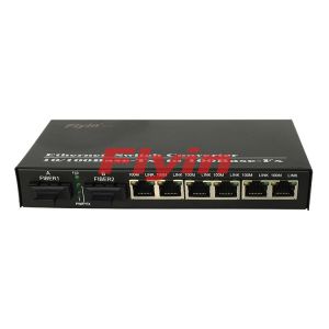 10/100M Industrial Fiber media converter with 6 RJ45 port+2 Fiber port