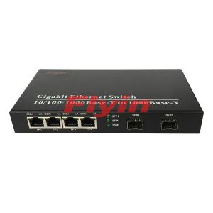 10/100/1000M Fiber media converter with 4 RJ45 port + 2 Fiber port (SFP)