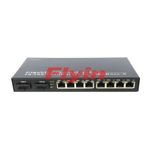 10/100/1000M Fiber media converter with 8 RJ45 port + 2 Fiber port,Dual Fiber